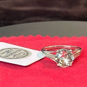 Swarovski Premium Austrian Crystal Solitaire Ring In Platinum/ Sterling